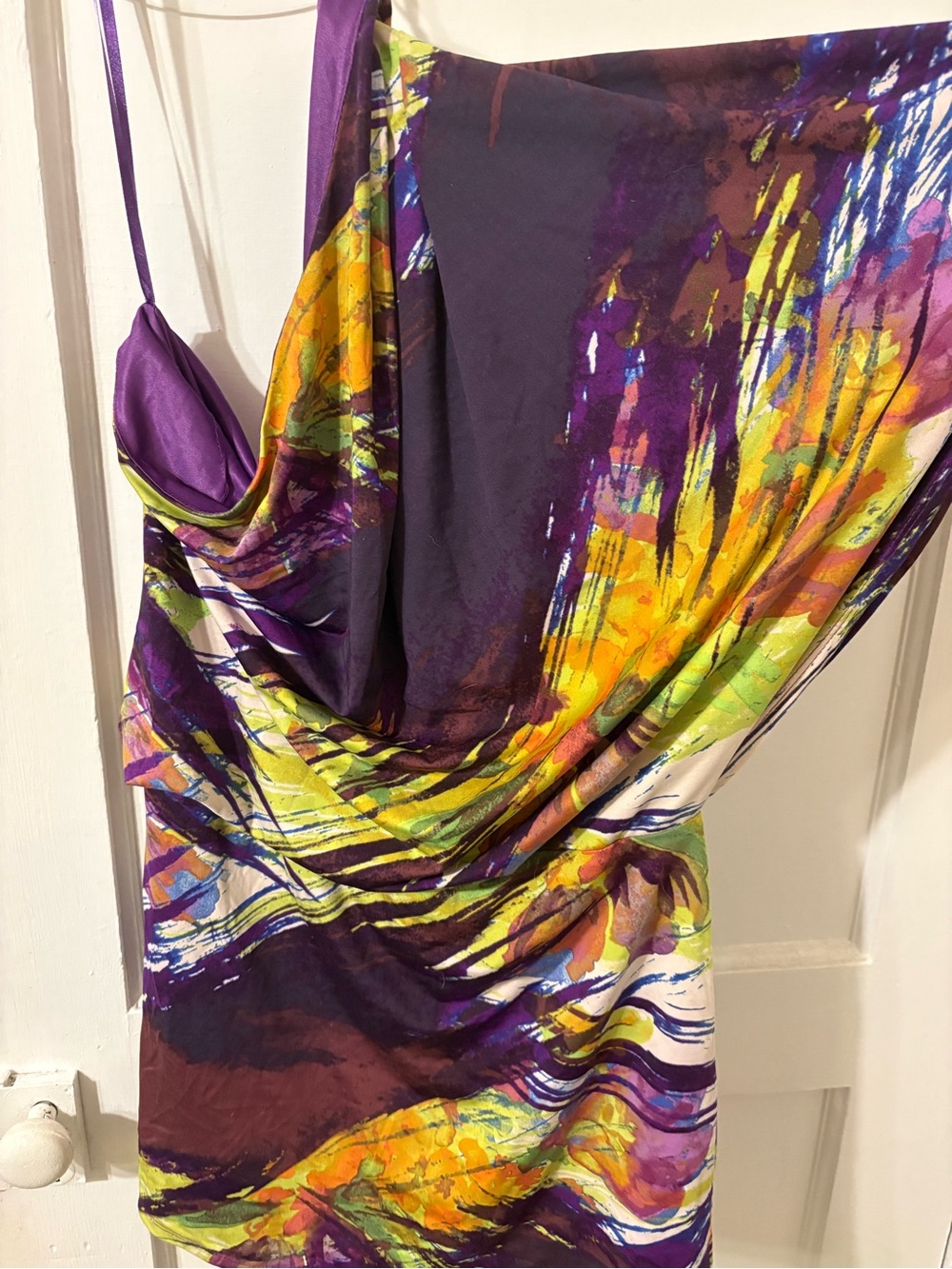 Jessica Simpson Purple Multi-colored One-Shoulder Ruffle Top - Picture 3 of 4